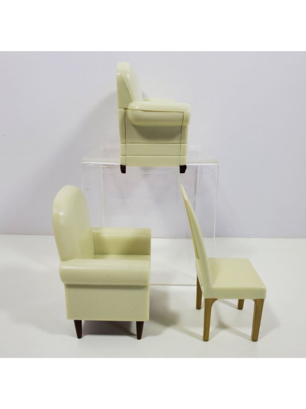 Couch Armchair Dining Chair Vintage Plastic Unmarked Dollhouse Furniture Lot - Picture 7 of 13